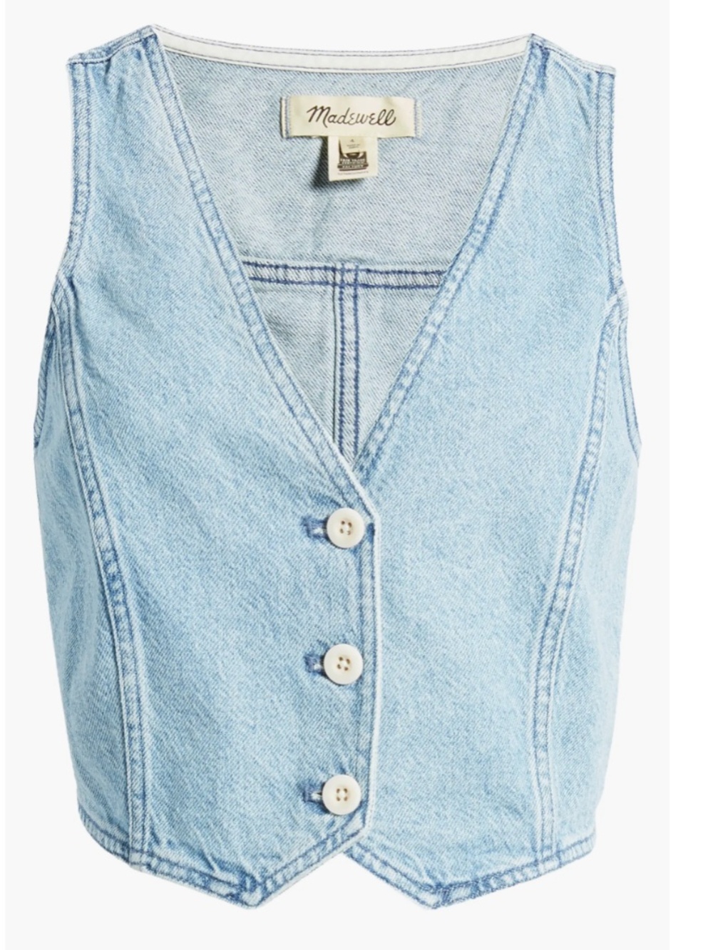 Madewell Denim Katrina Crop Vest Top Size 2 Dark Blue Wash  LIKE NEW